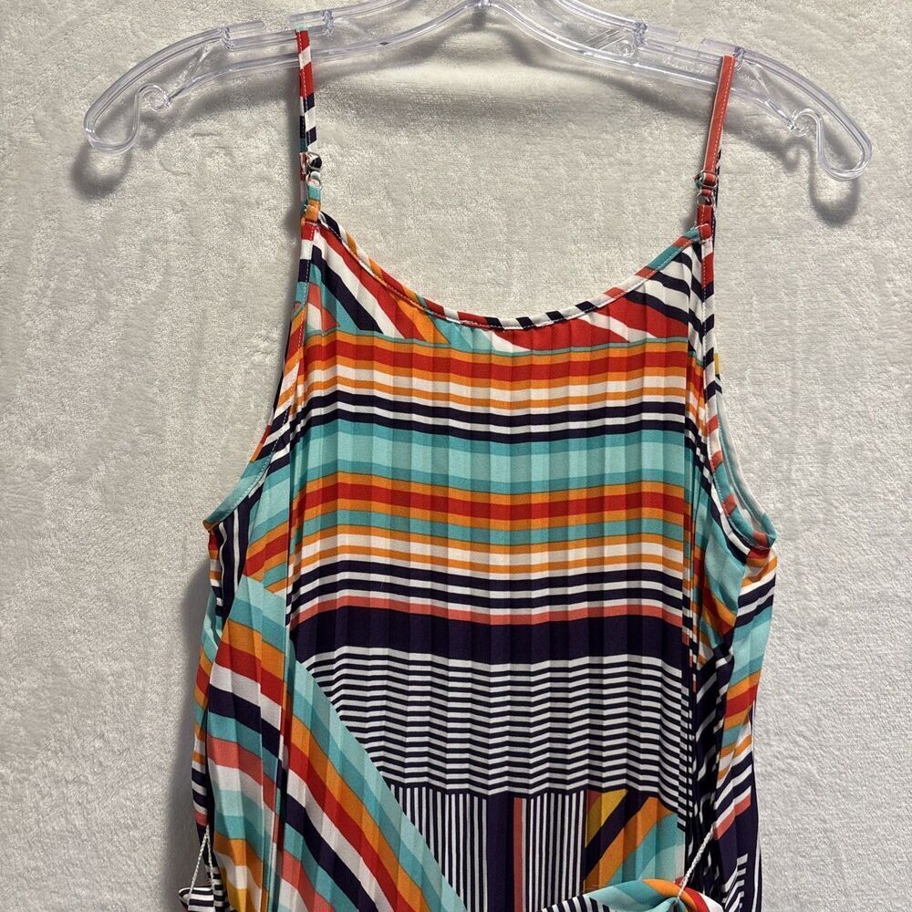 Skies Are Blue Pleated Multi-Color Spaghetti Strap Maxi Dress Women's Size Small - Picture 6 of 13
